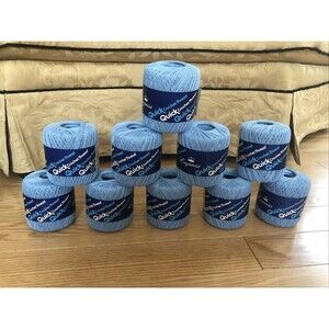 Vintage Empress Quick Crochet Thread, Blue, size 3, lot of 10 (100 yds each) USA